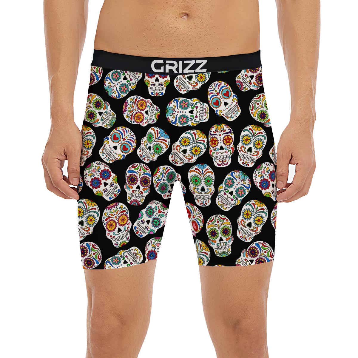 Skull Sugar Print Pattern Boxer Briefs-grizzshop