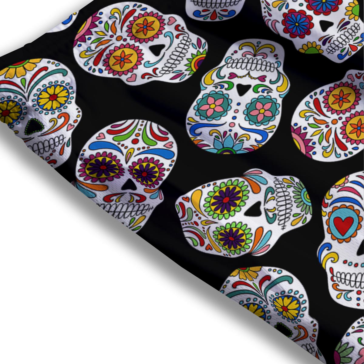 Skull Sugar Print Pattern Mesh Shorts