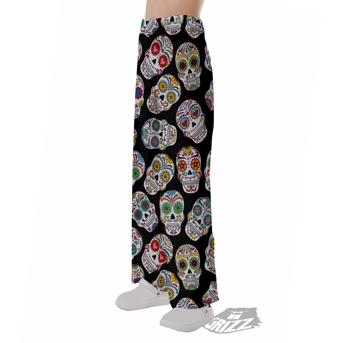 Skull Sugar Print Pattern Pajama Pants-grizzshop