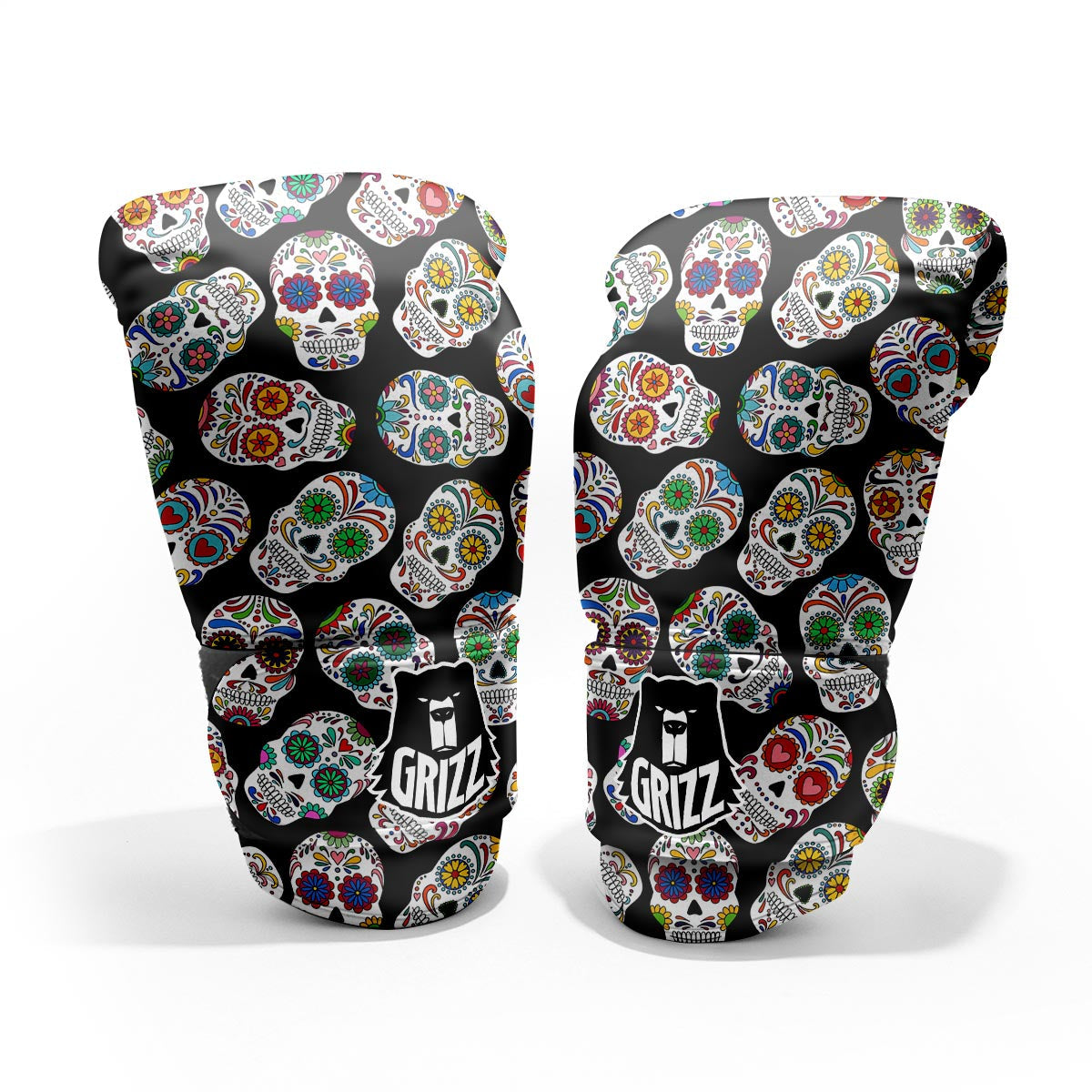 Skull Sugar Print Pattern Sparring Gloves-grizzshop