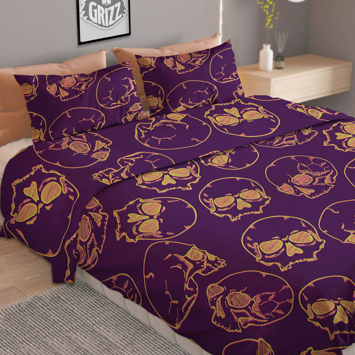 Softball Yellow Print Duvet Cover Bedding Set