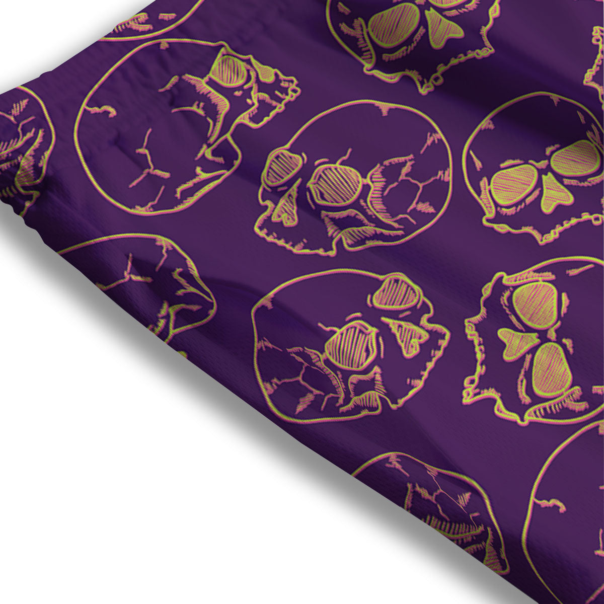 Skull Teal And Purple Print Pattern Mesh Shorts