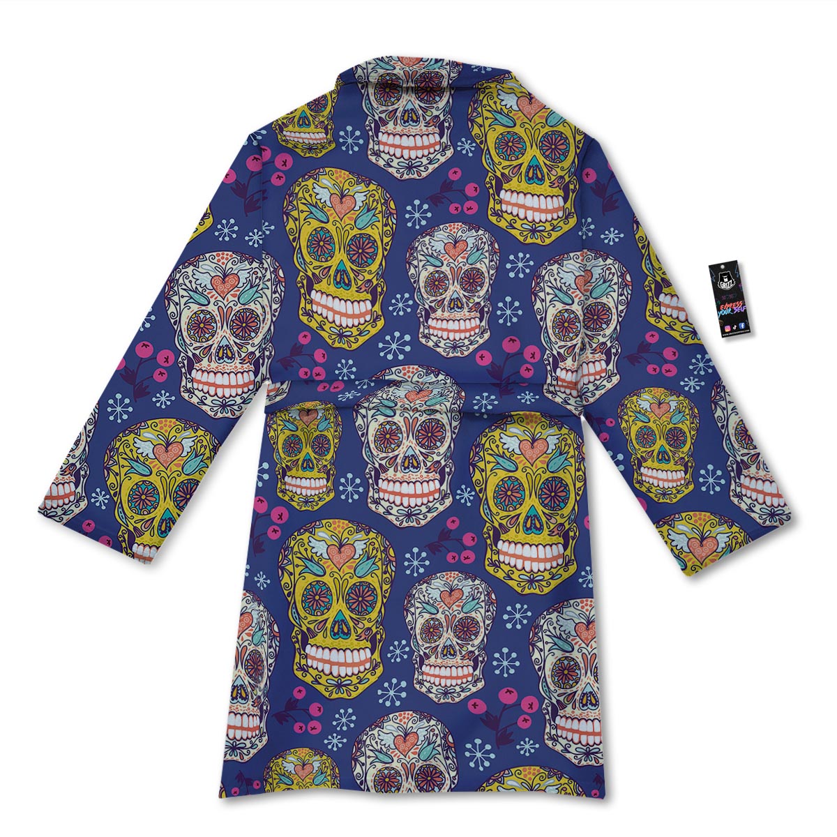 Skull Teal Sugar Print Pattern Bathrobe-grizzshop
