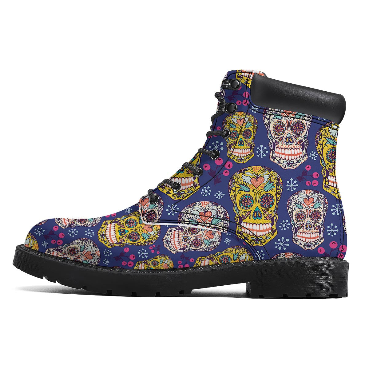 Skull Teal Sugar Print Pattern Boots-grizzshop