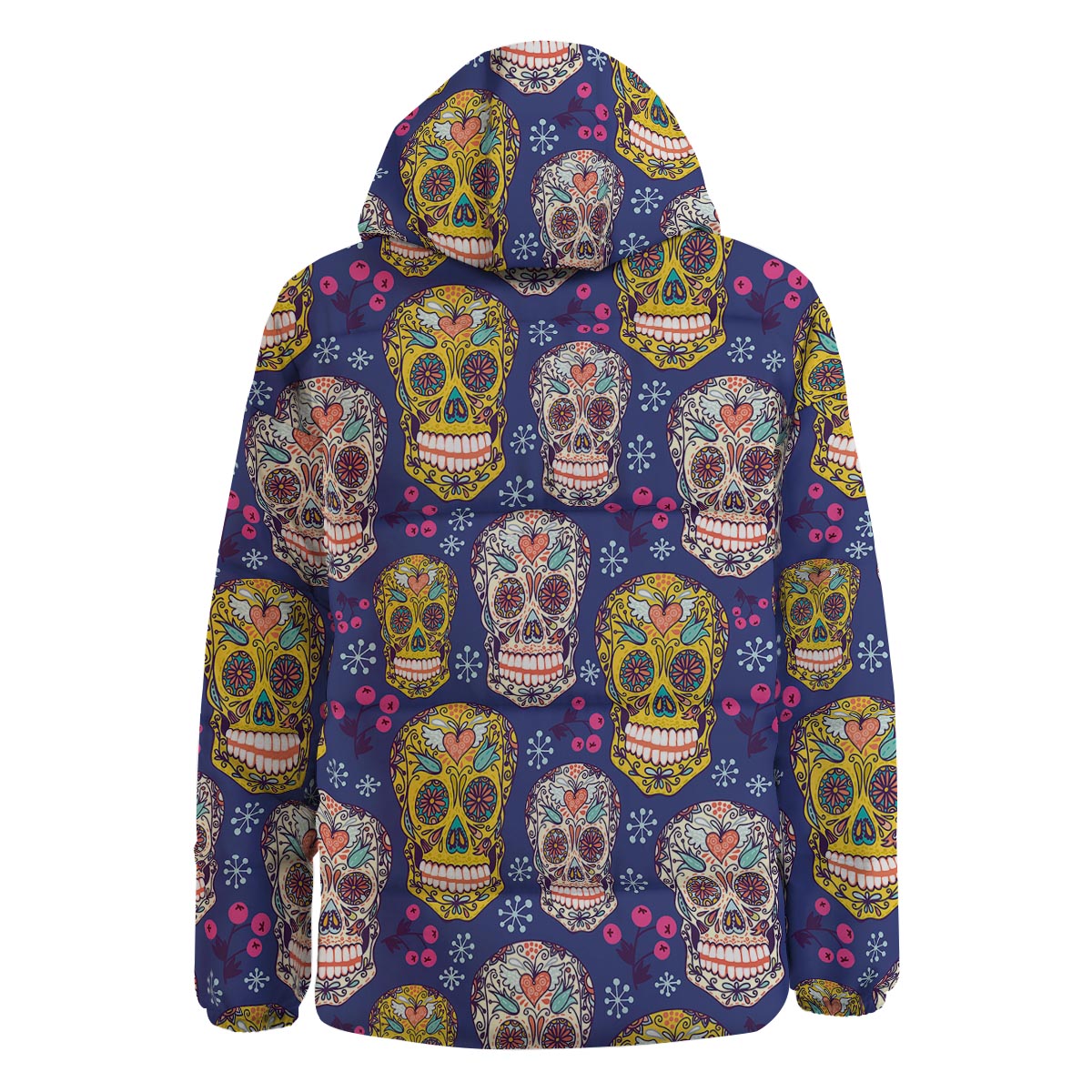 Skull Teal Sugar Print Pattern Down Jacket-grizzshop