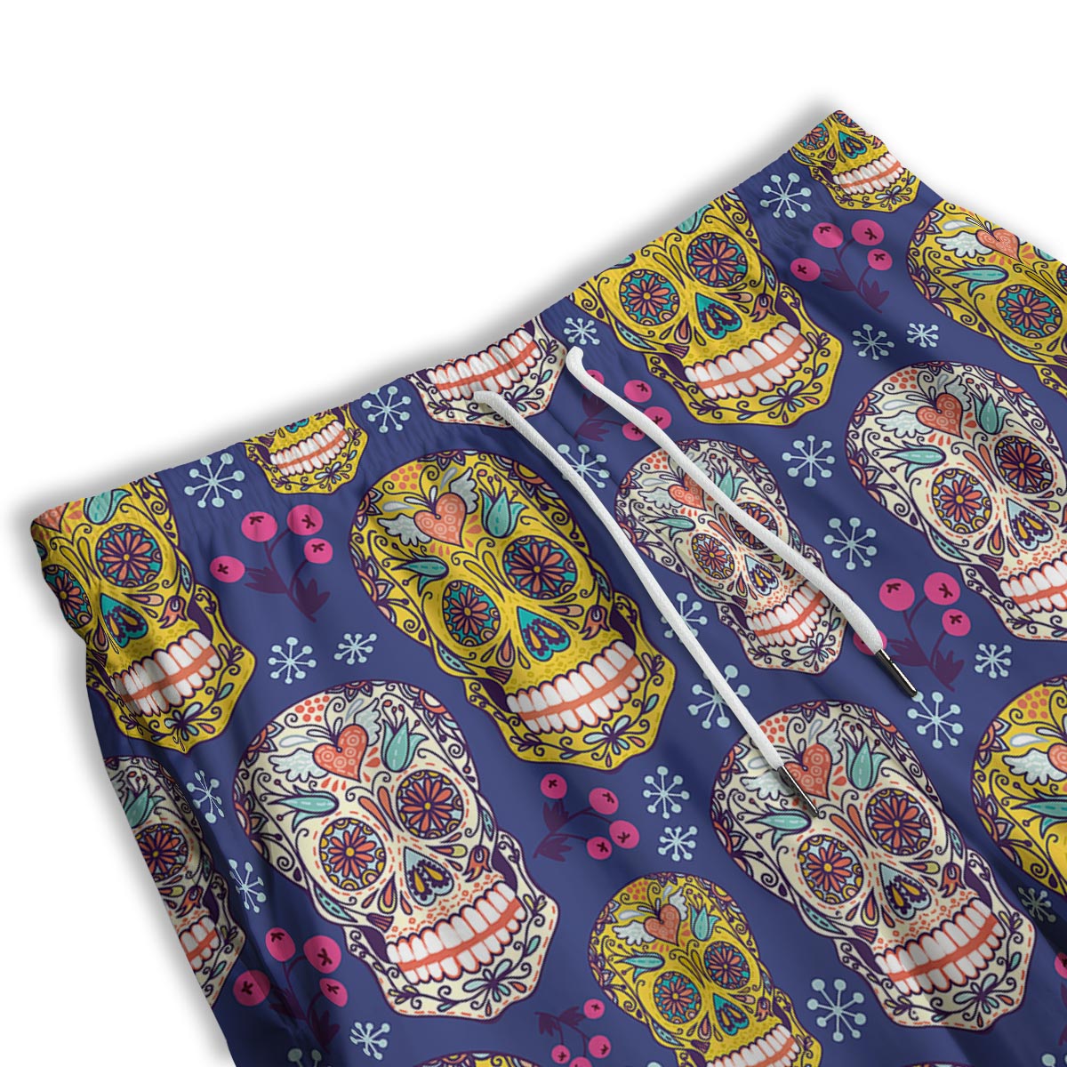 Skull Teal Sugar Print Pattern Men's Athletic Shorts