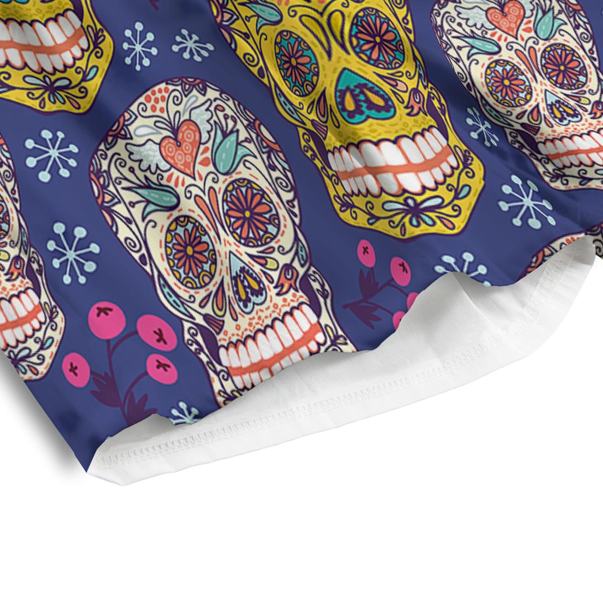 Skull Teal Sugar Print Pattern Men's Athletic Shorts