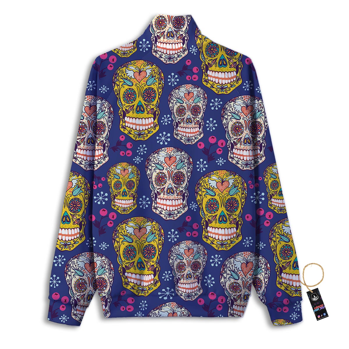 Skull Teal Sugar Print Pattern Track Jacket-grizzshop