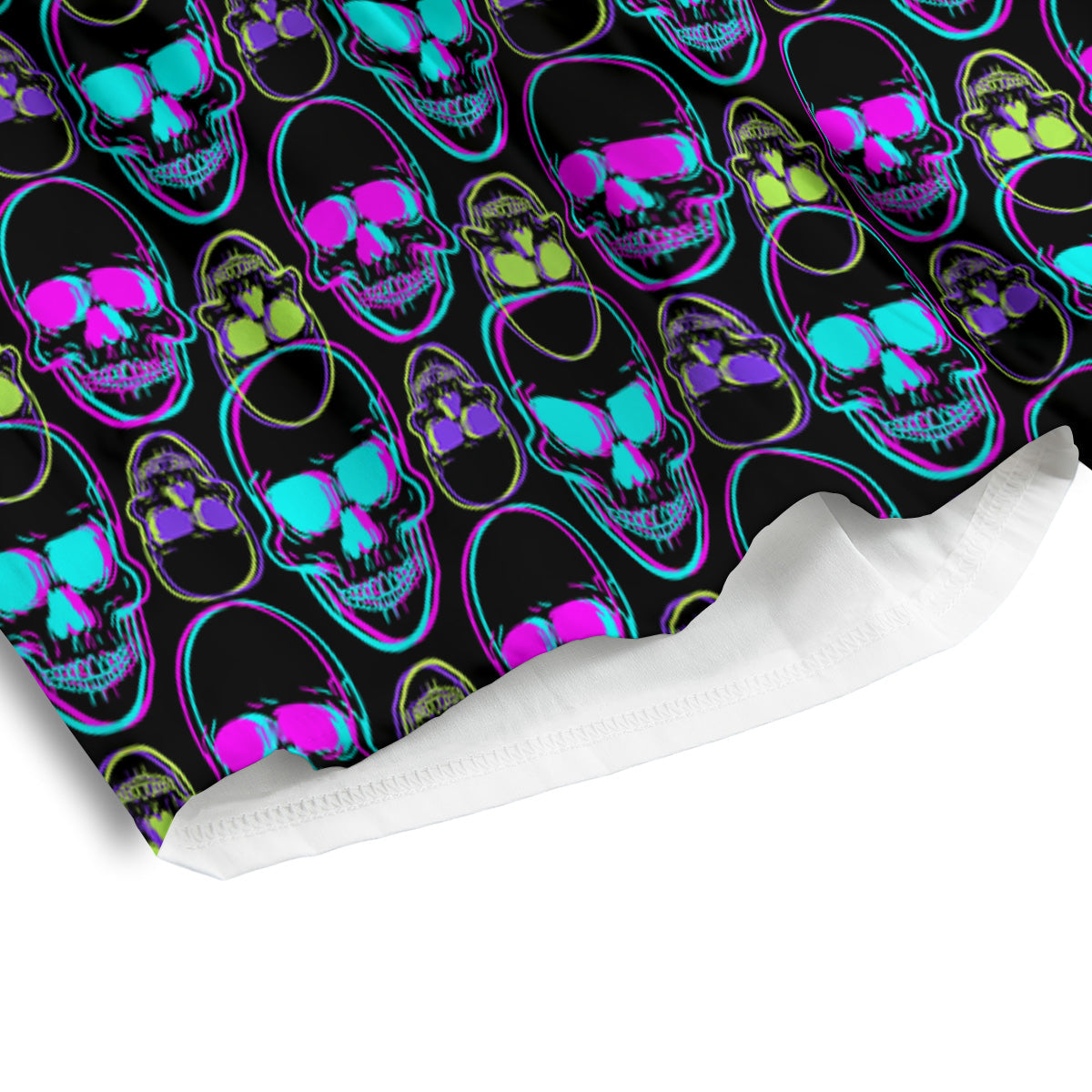 Skull Trippy Neon Print Pattern Men's Athletic Shorts