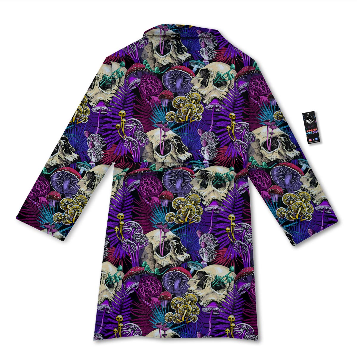 Skull Trippy Print Pattern Bathrobe-grizzshop
