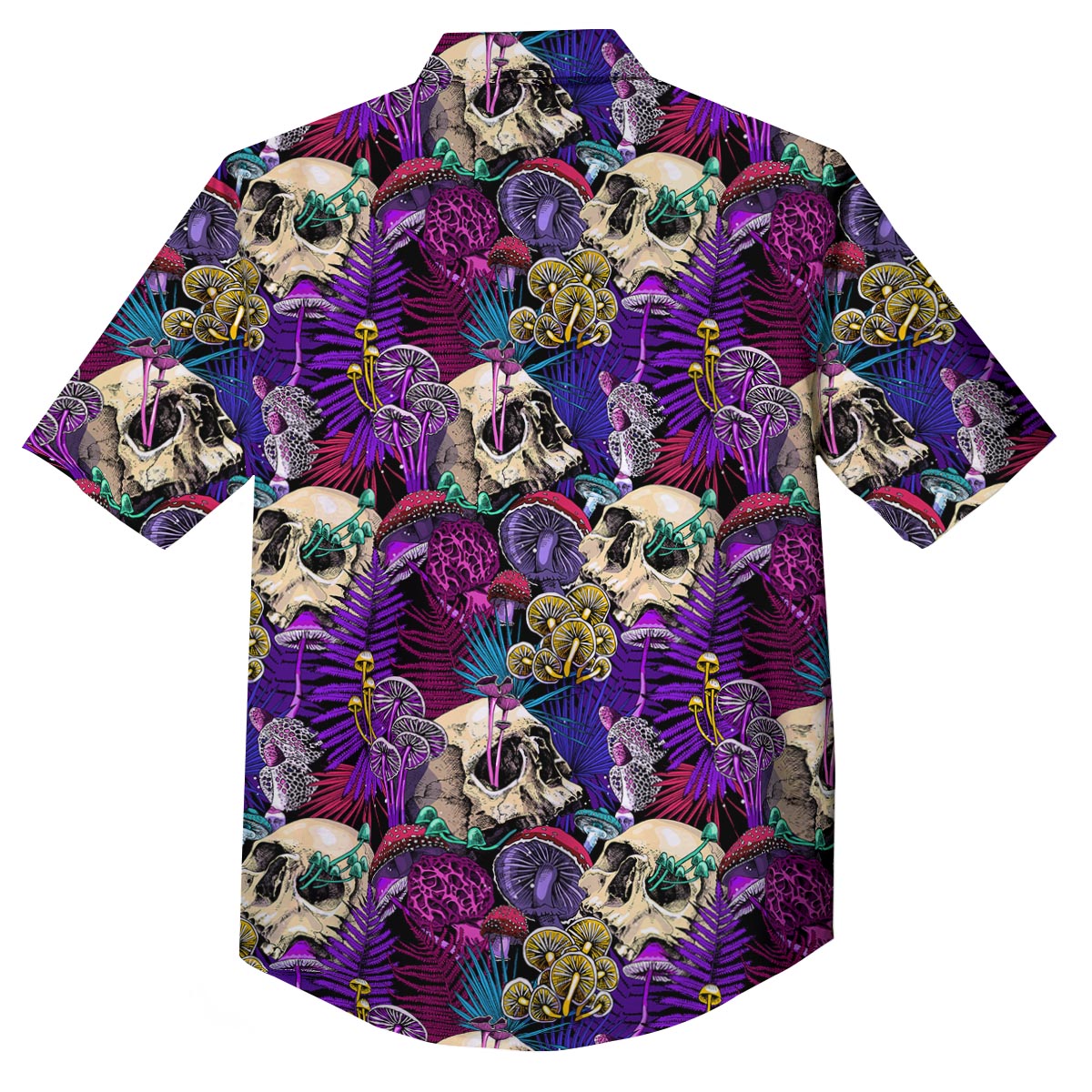 Skull Trippy Print Pattern Button Up Shirt-grizzshop