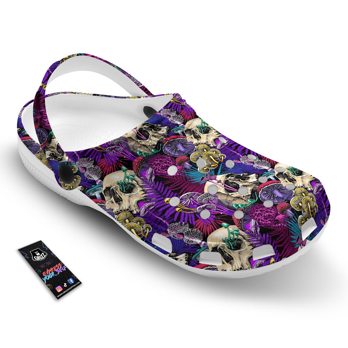 Skull Trippy Print Pattern Clog-grizzshop