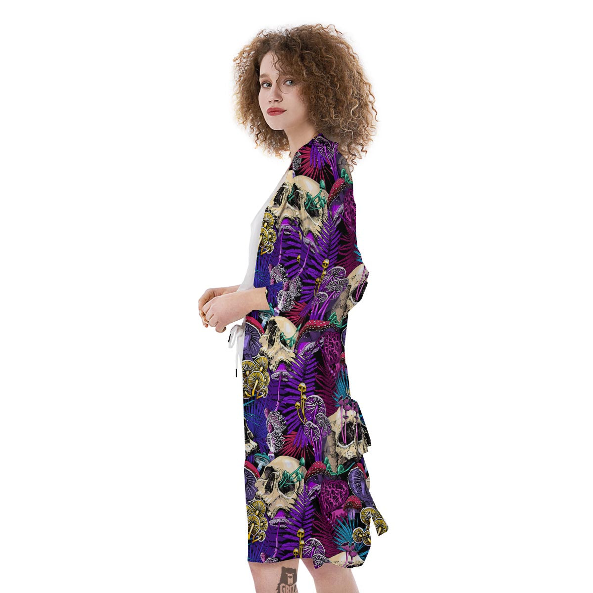 Skull Trippy Print Pattern Kimono-grizzshop