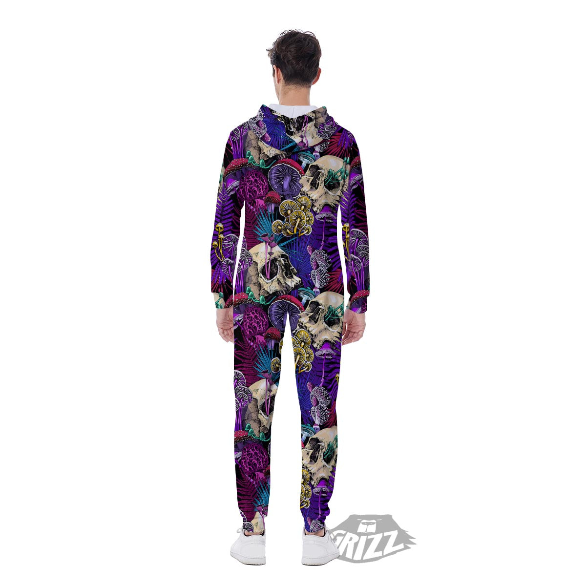 Skull Trippy Print Pattern Men's Jumpsuit-grizzshop