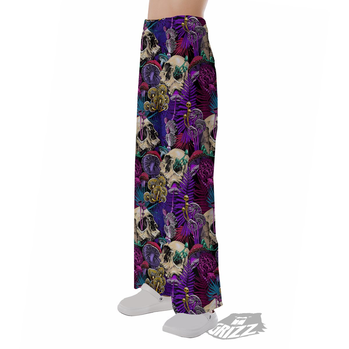 Skull Trippy Print Pattern Pajama Pants-grizzshop