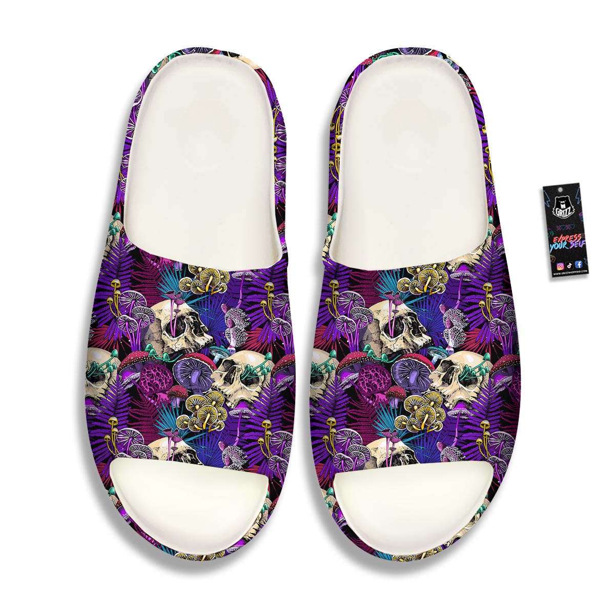Skull Trippy Print Pattern Sandals-grizzshop