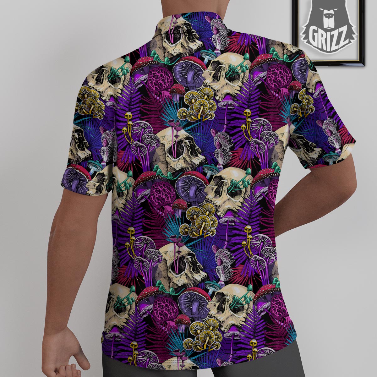Skull Trippy Print Pattern Untucked Shirts-grizzshop