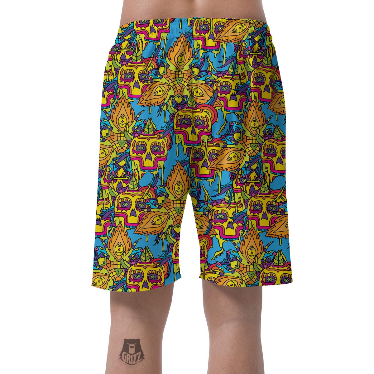 Skull Trippy Psychedelic Men's Shorts-grizzshop