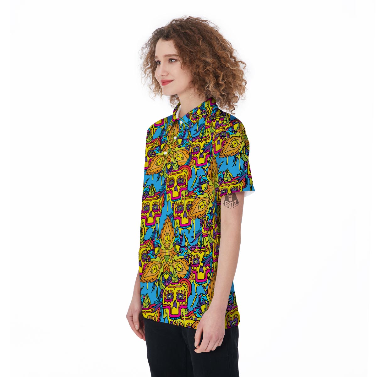 Skull Trippy Psychedelic Women's Golf Shirts-grizzshop