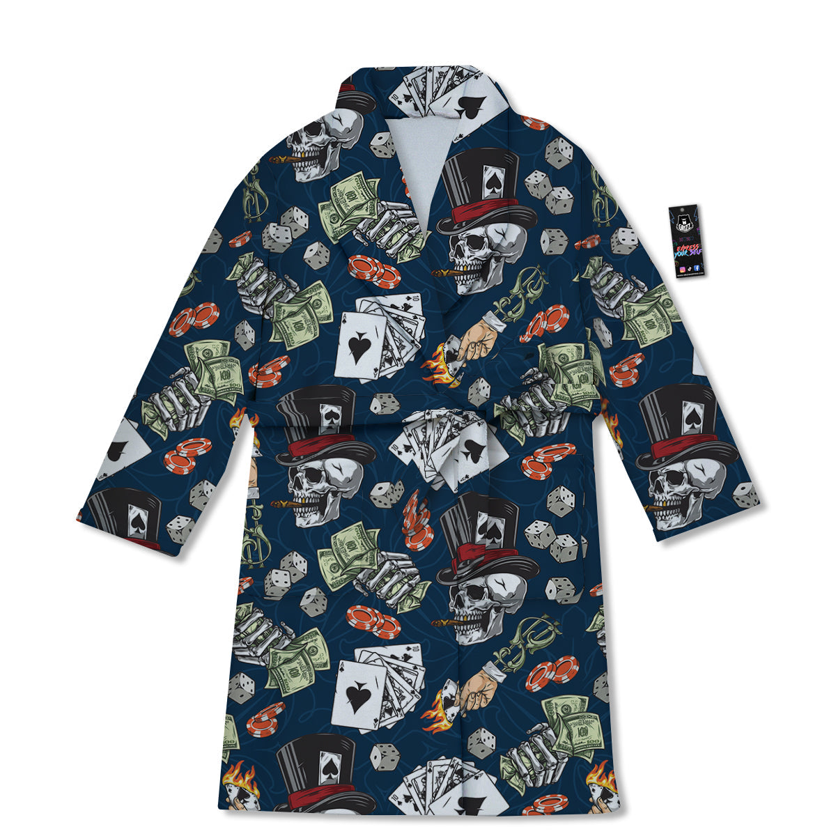 Skull Vintage Print Pattern Bathrobe-grizzshop