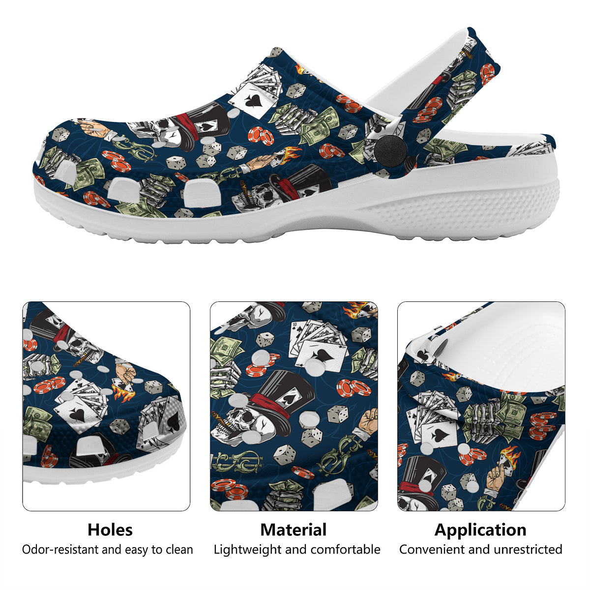 Skull Vintage Print Pattern Clog-grizzshop