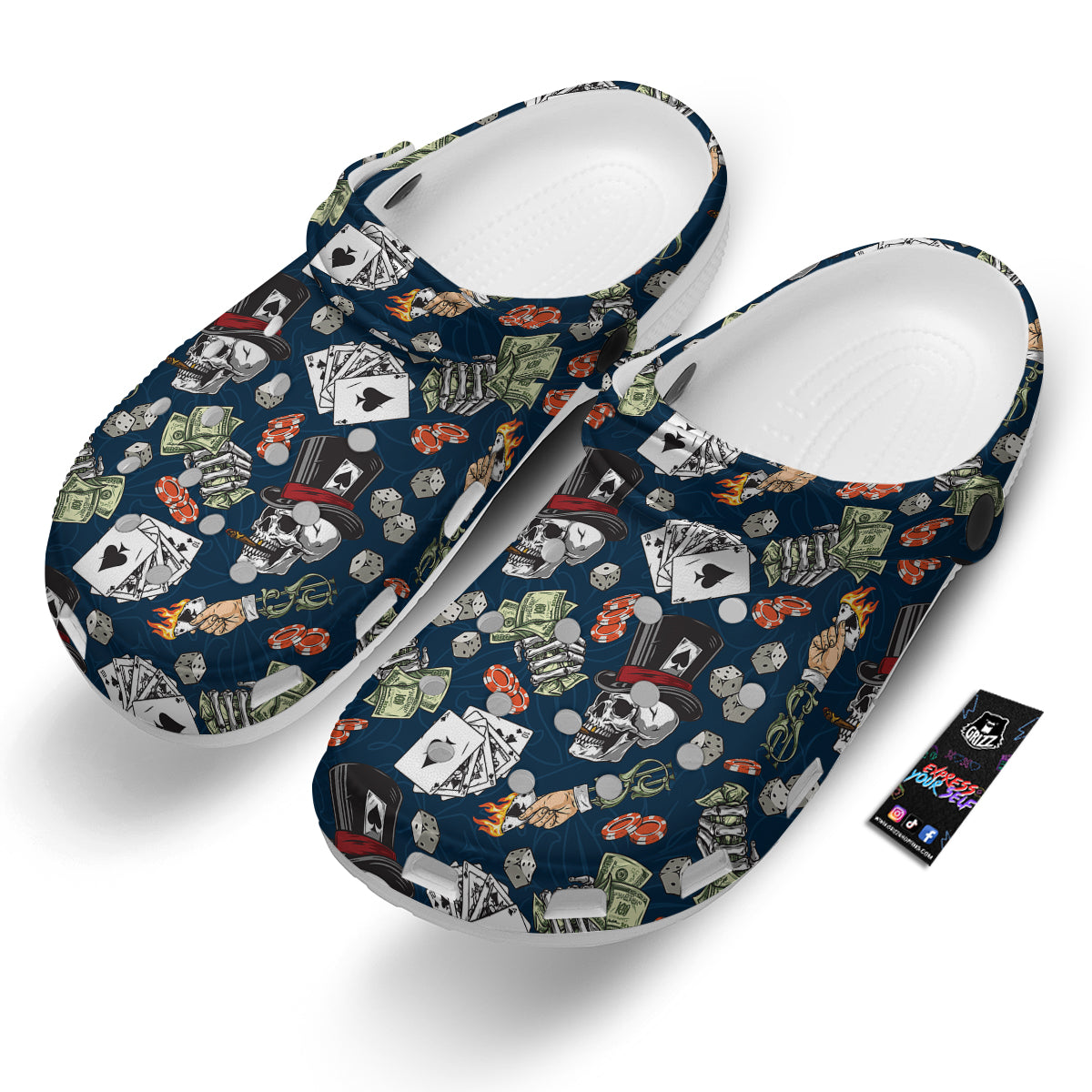 Skull Vintage Print Pattern Clog-grizzshop