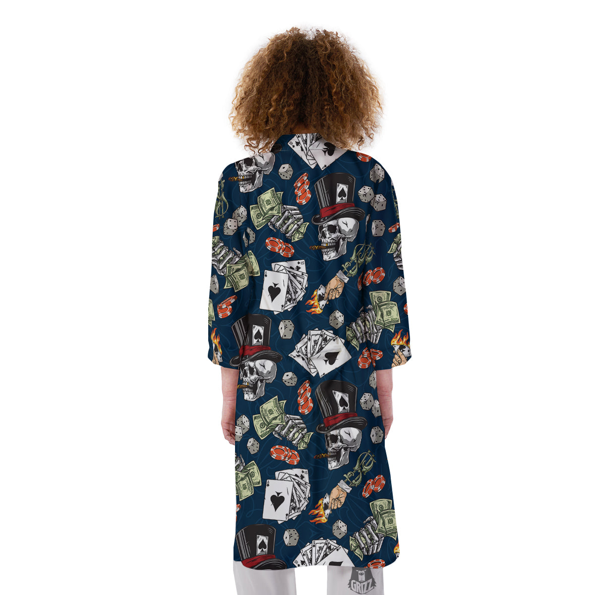 Skull Vintage Print Pattern Kimono-grizzshop