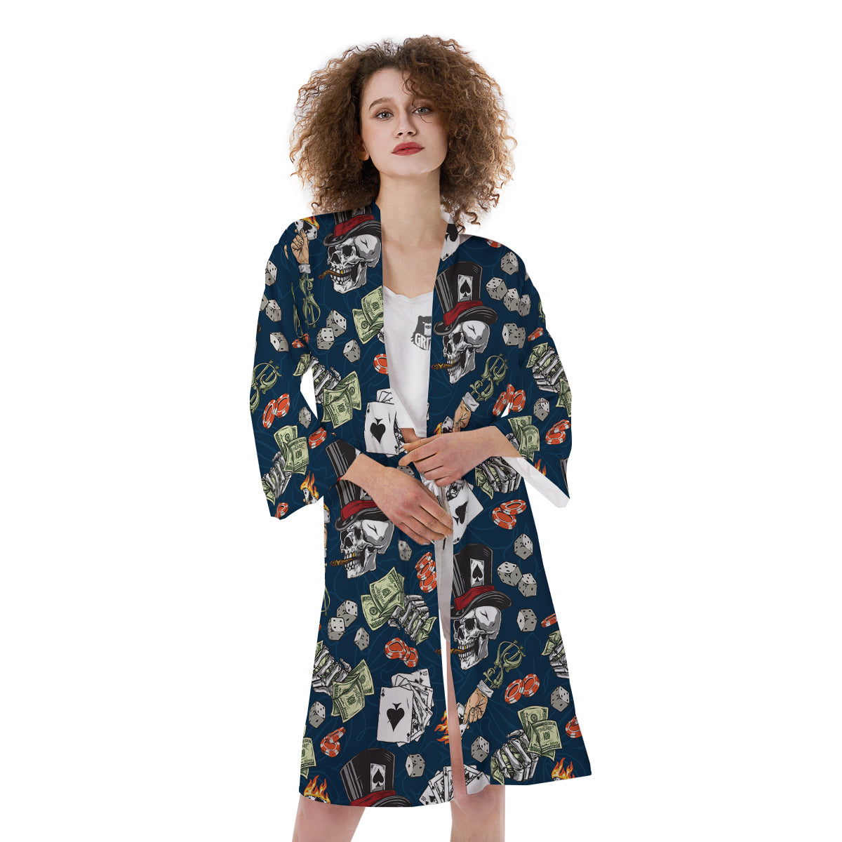 Skull Vintage Print Pattern Kimono-grizzshop