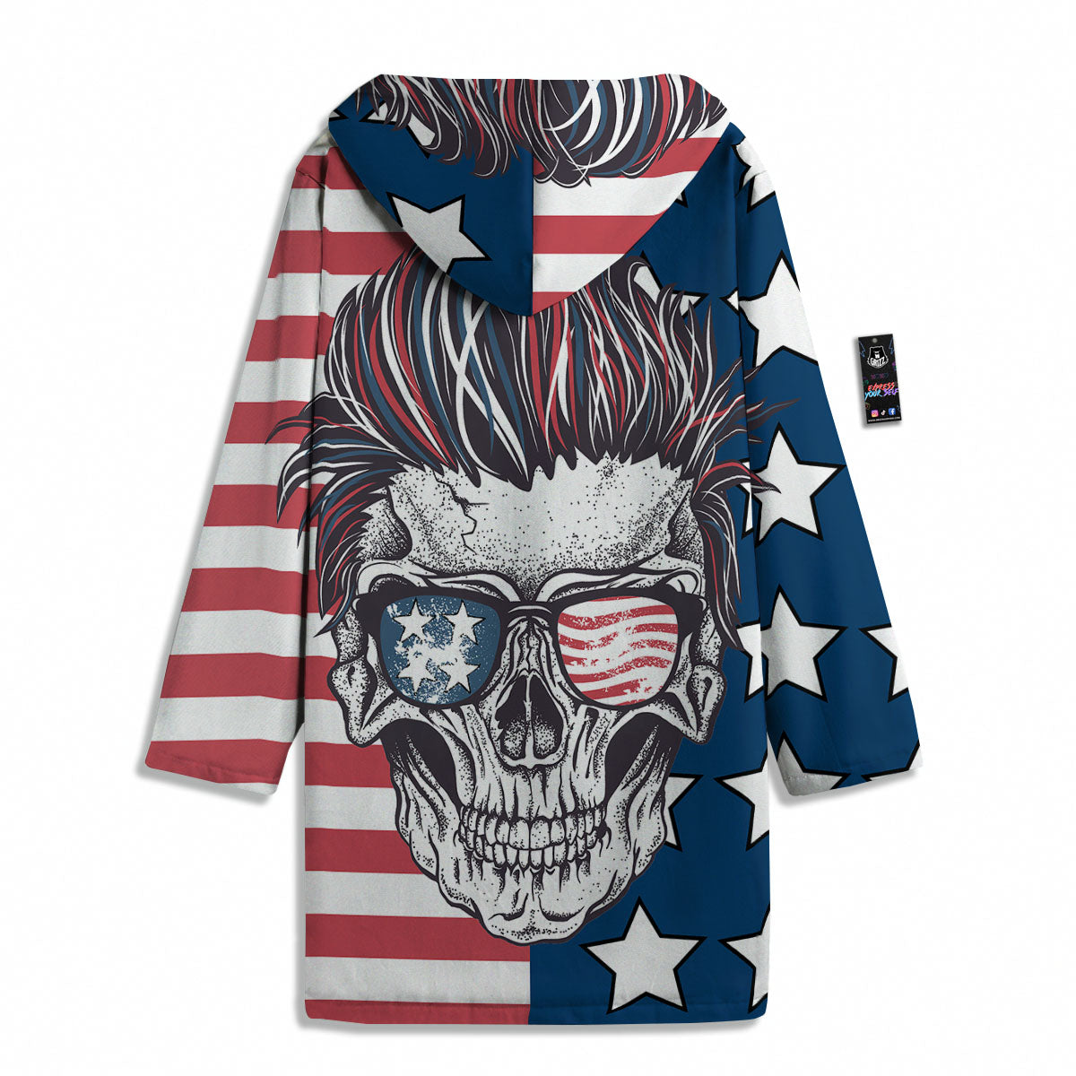Skull With Sunglasses American Print Men's Windbreaker Jacket-grizzshop