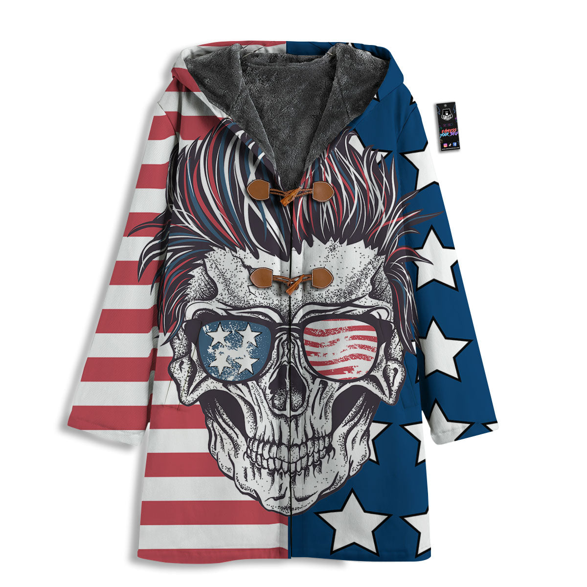 Skull With Sunglasses American Print Men's Windbreaker Jacket-grizzshop