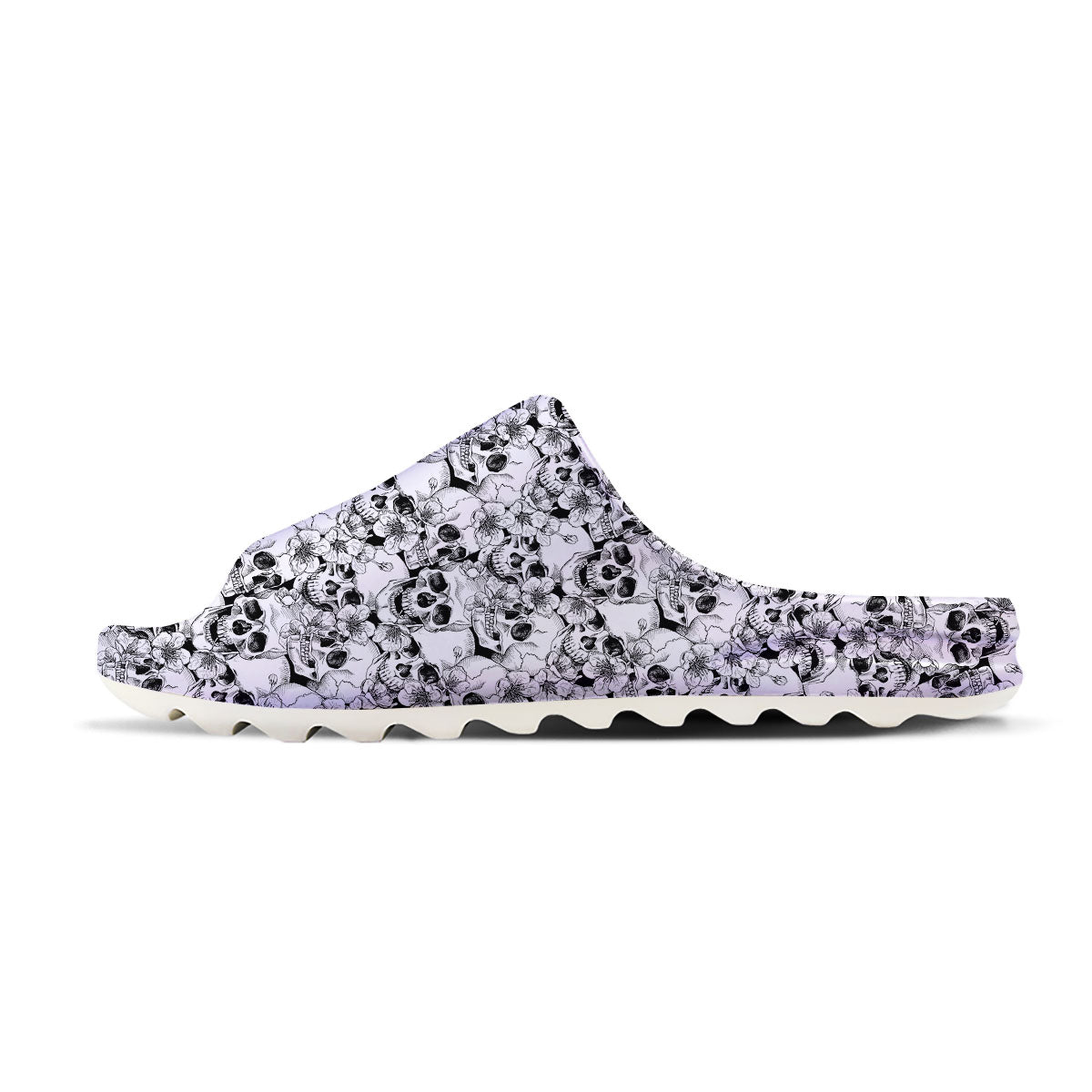 Skull Blossom Peony Print Pattern Sandals-grizzshop