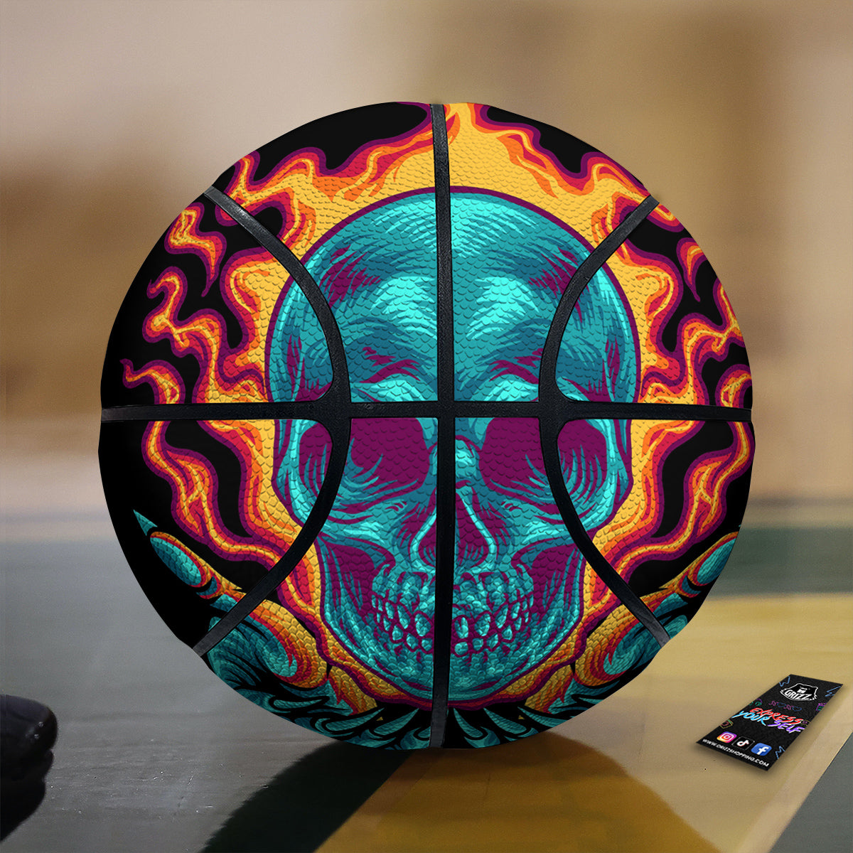 Skull Burning Print Basketball
