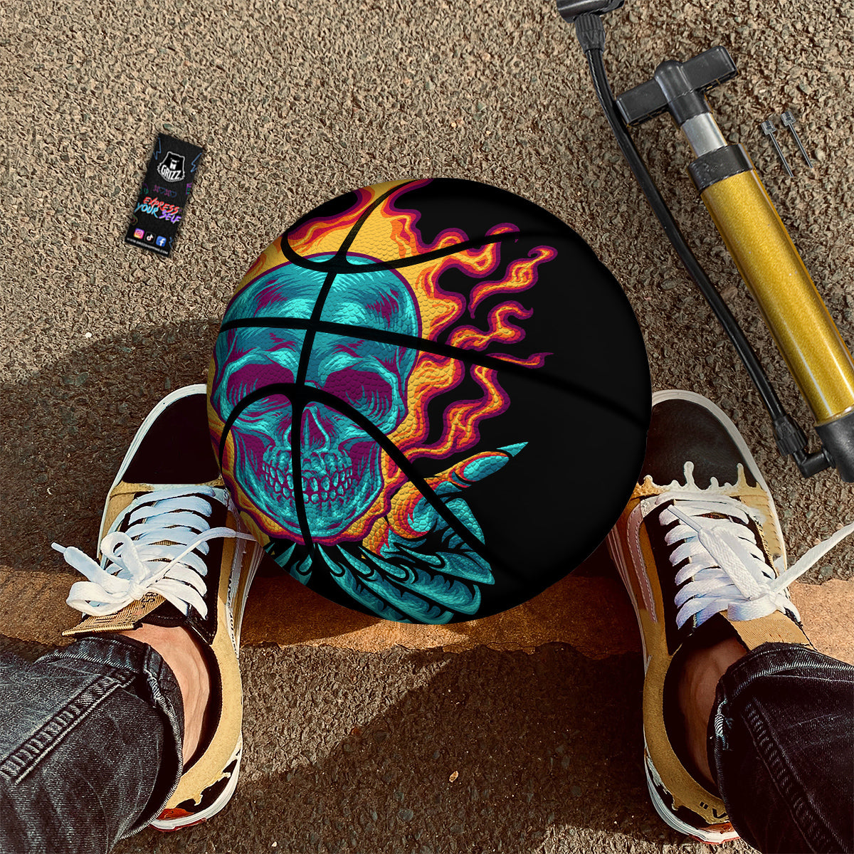 Skull Burning Print Basketball