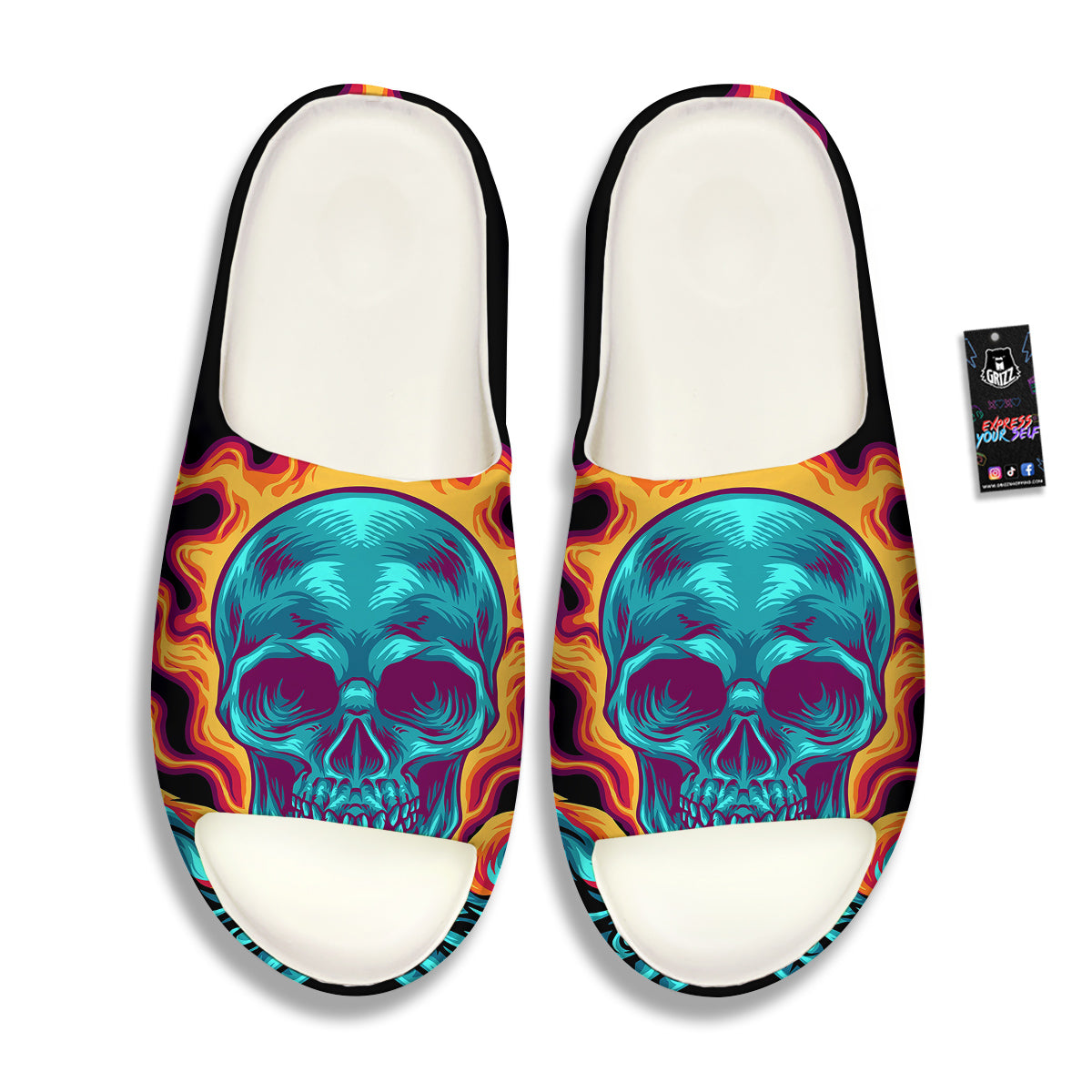 Skull Burning Print Sandals-grizzshop