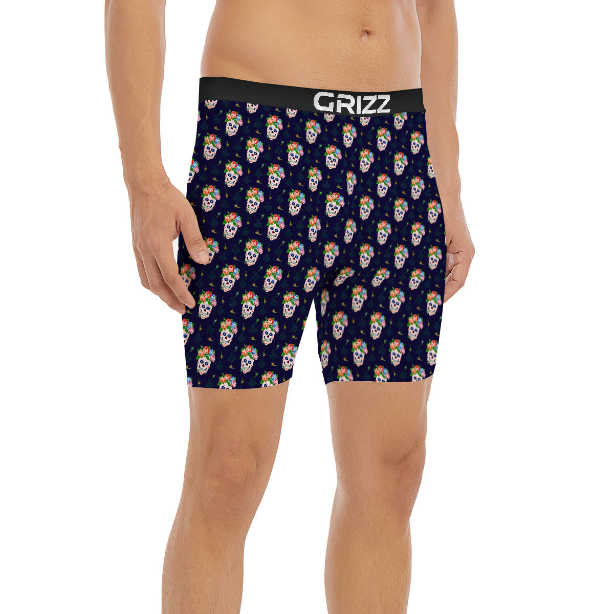 Skull Calavera Girl Print Pattern Boxer Briefs