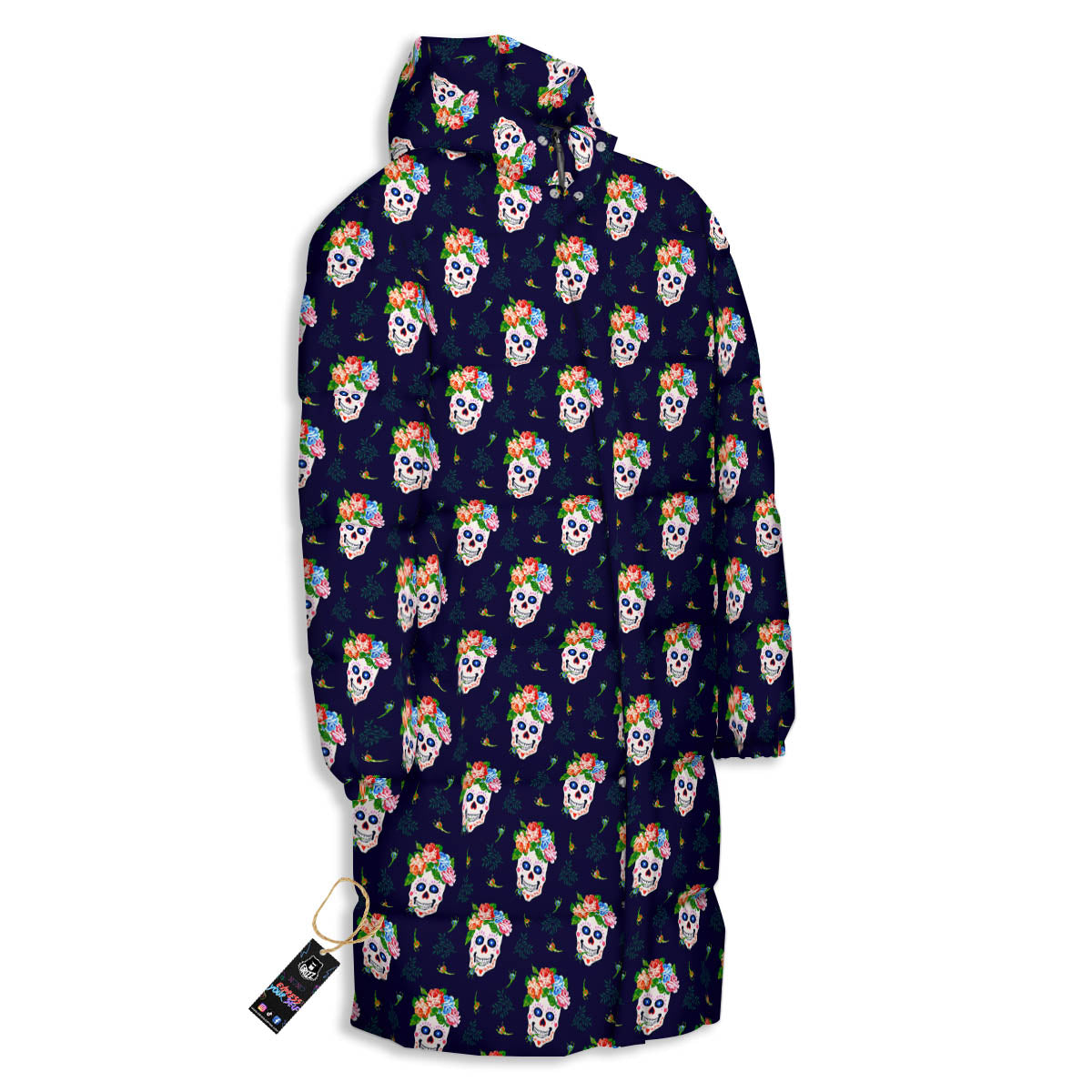 Skull Calavera Girl Print Pattern Long Down Jacket