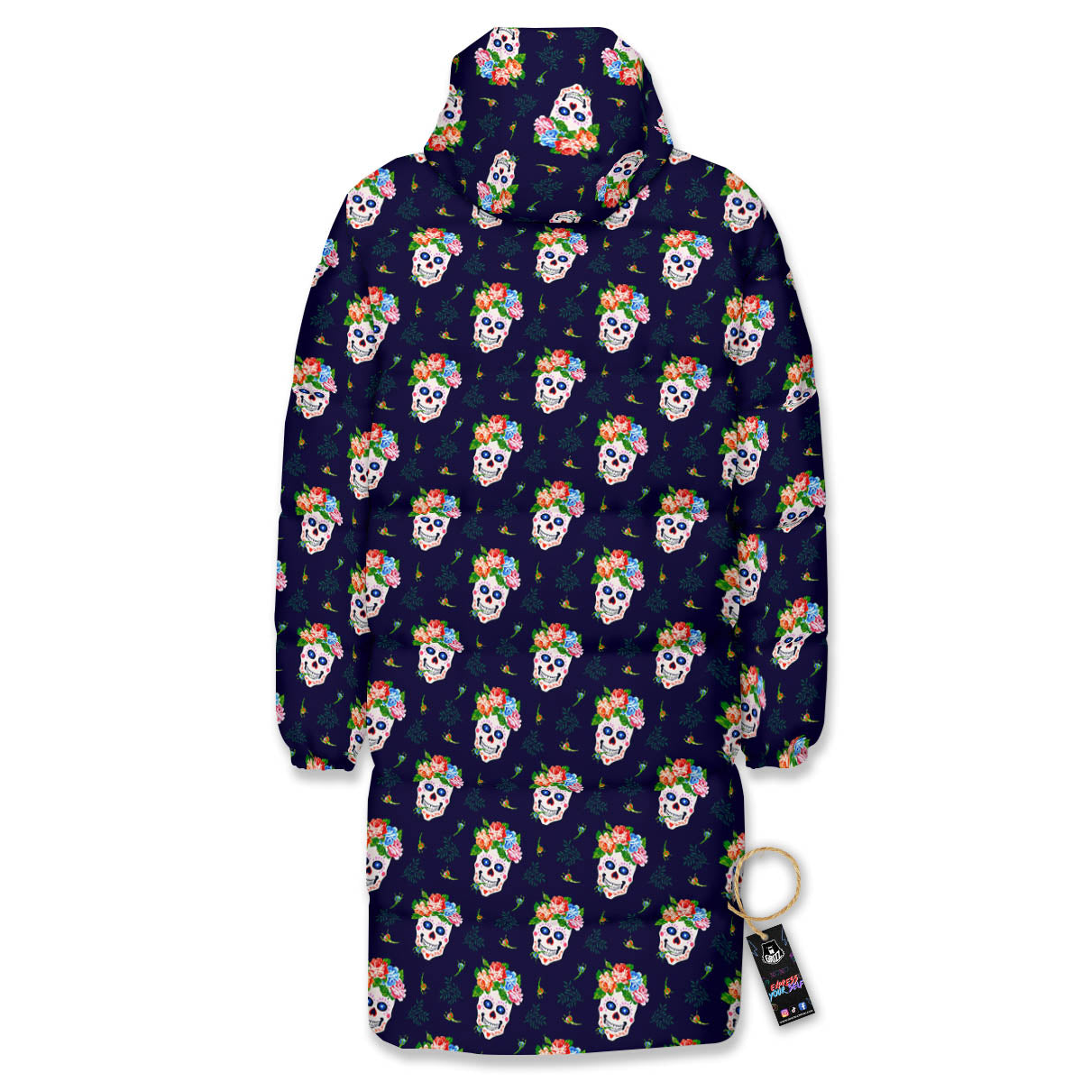 Skull Calavera Girl Print Pattern Long Down Jacket