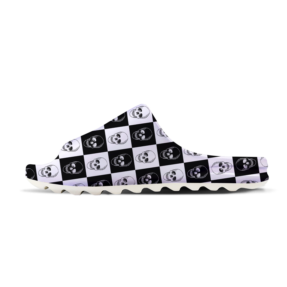 Skull Checkered Print Pattern Sandals-grizzshop