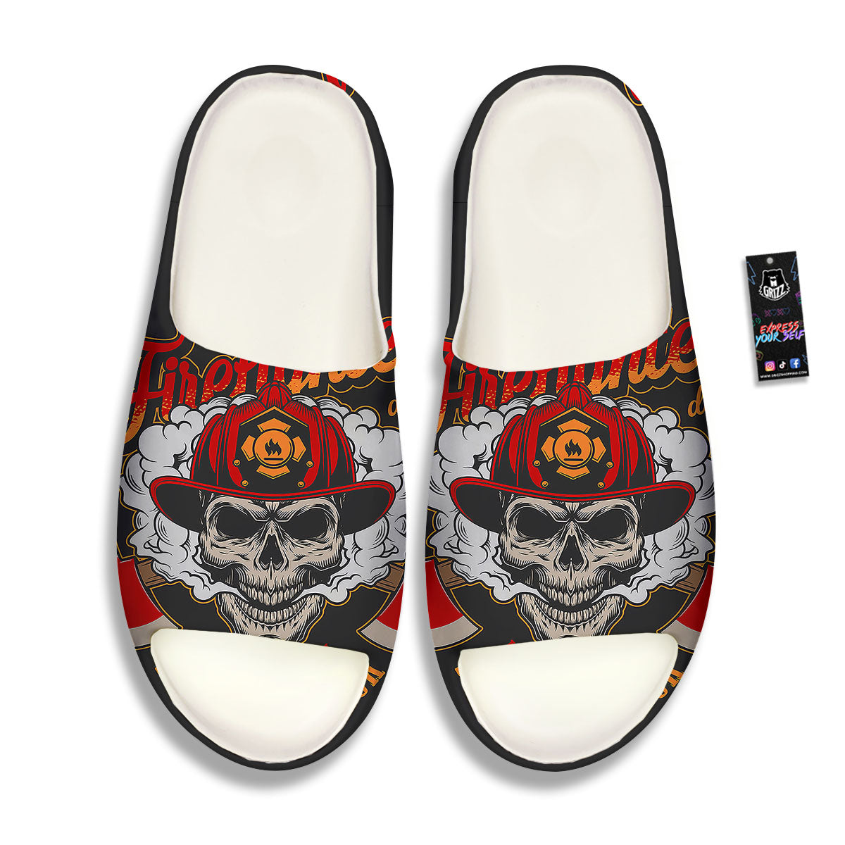 Skull Firefighter Department Print Sandals-grizzshop