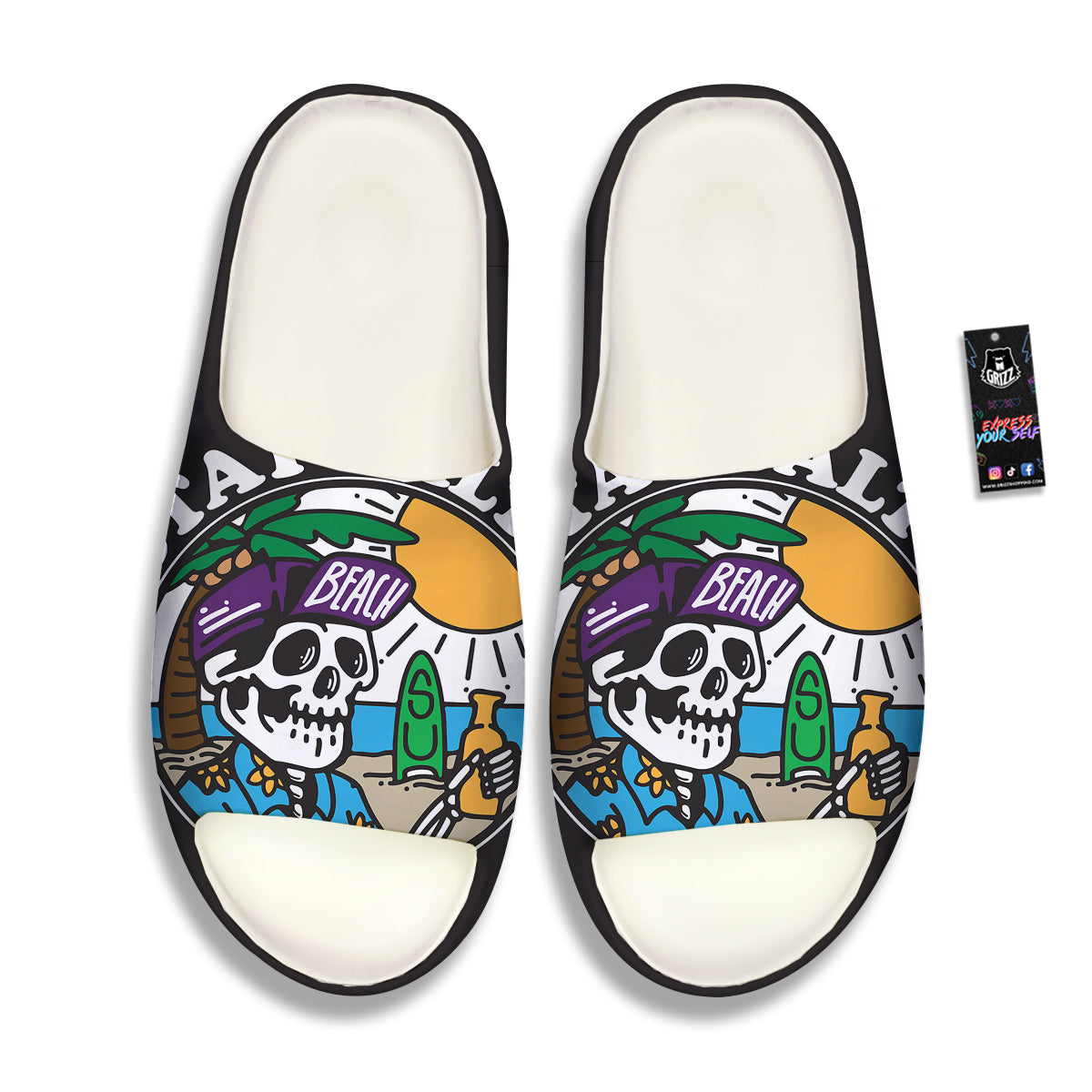 Skull Relax On Beach Print Sandals-grizzshop