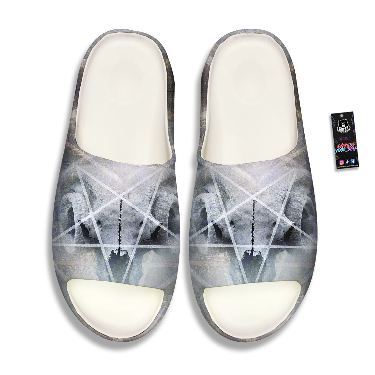 Skull Satanic Pentagram Print Sandals-grizzshop