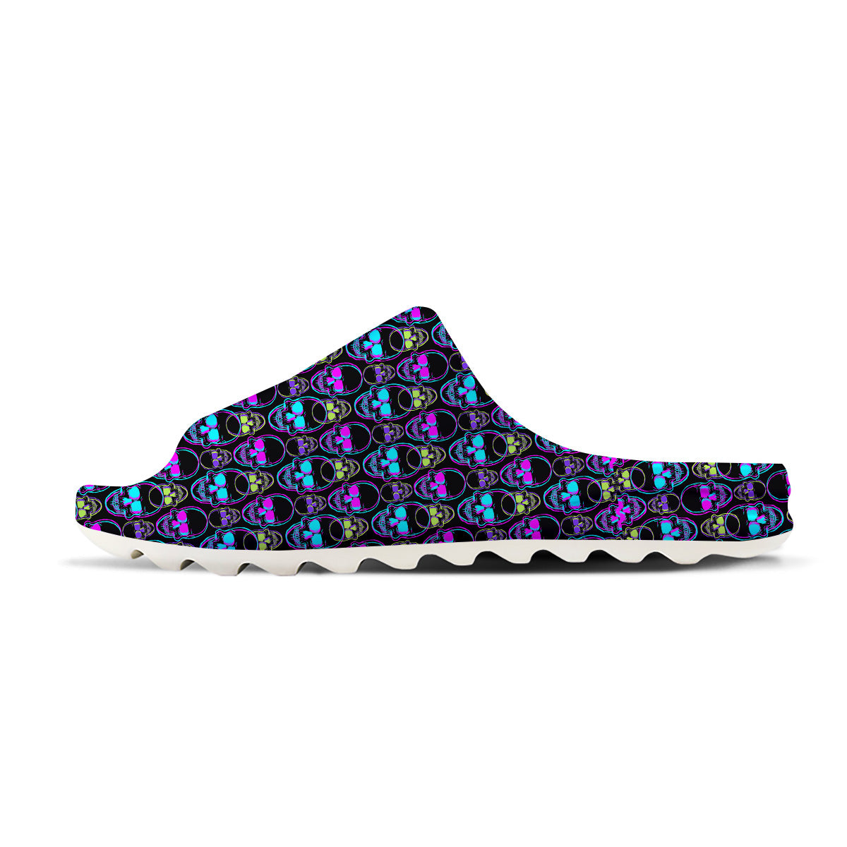 Skull Trippy Neon Print Pattern Sandals-grizzshop