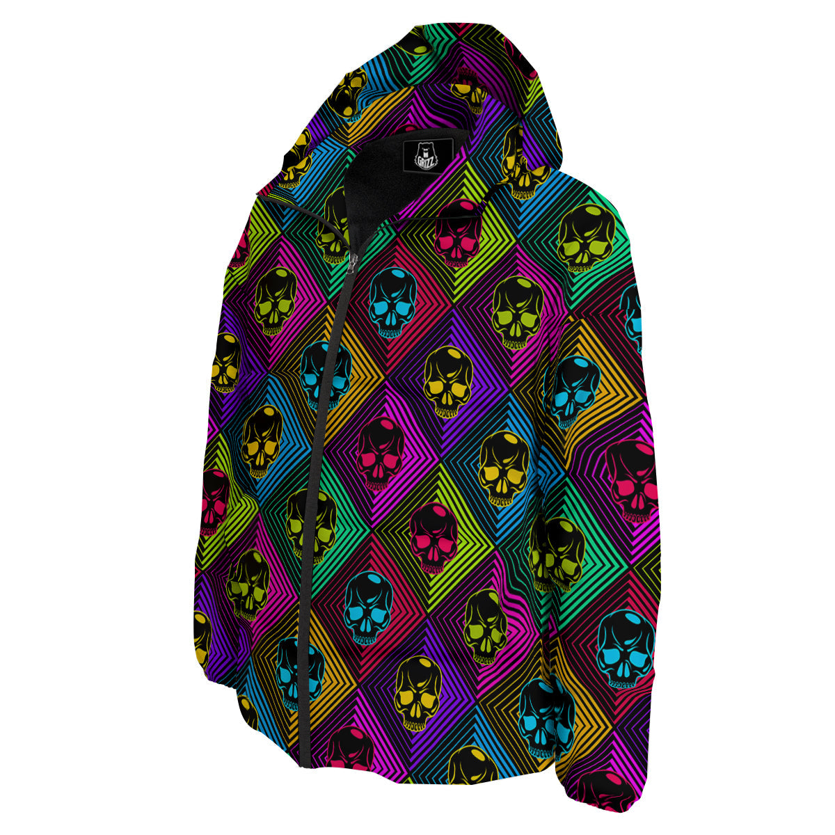 Skulls Hard Rock Colorful Print Pattern Down Jacket-grizzshop