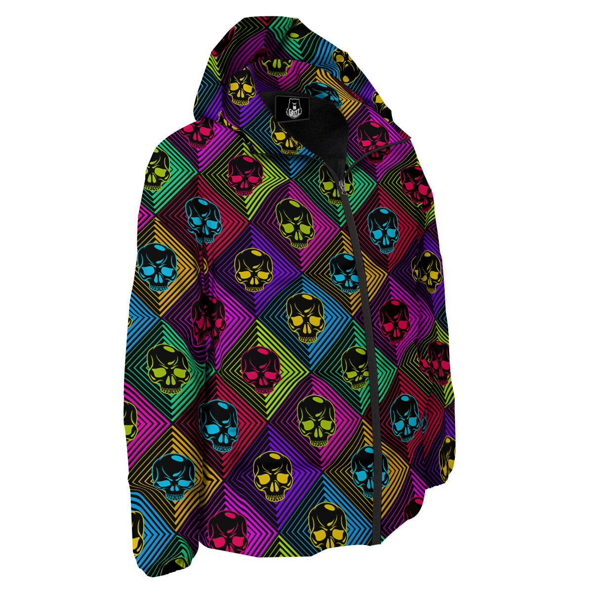 Skulls Hard Rock Colorful Print Pattern Down Jacket-grizzshop
