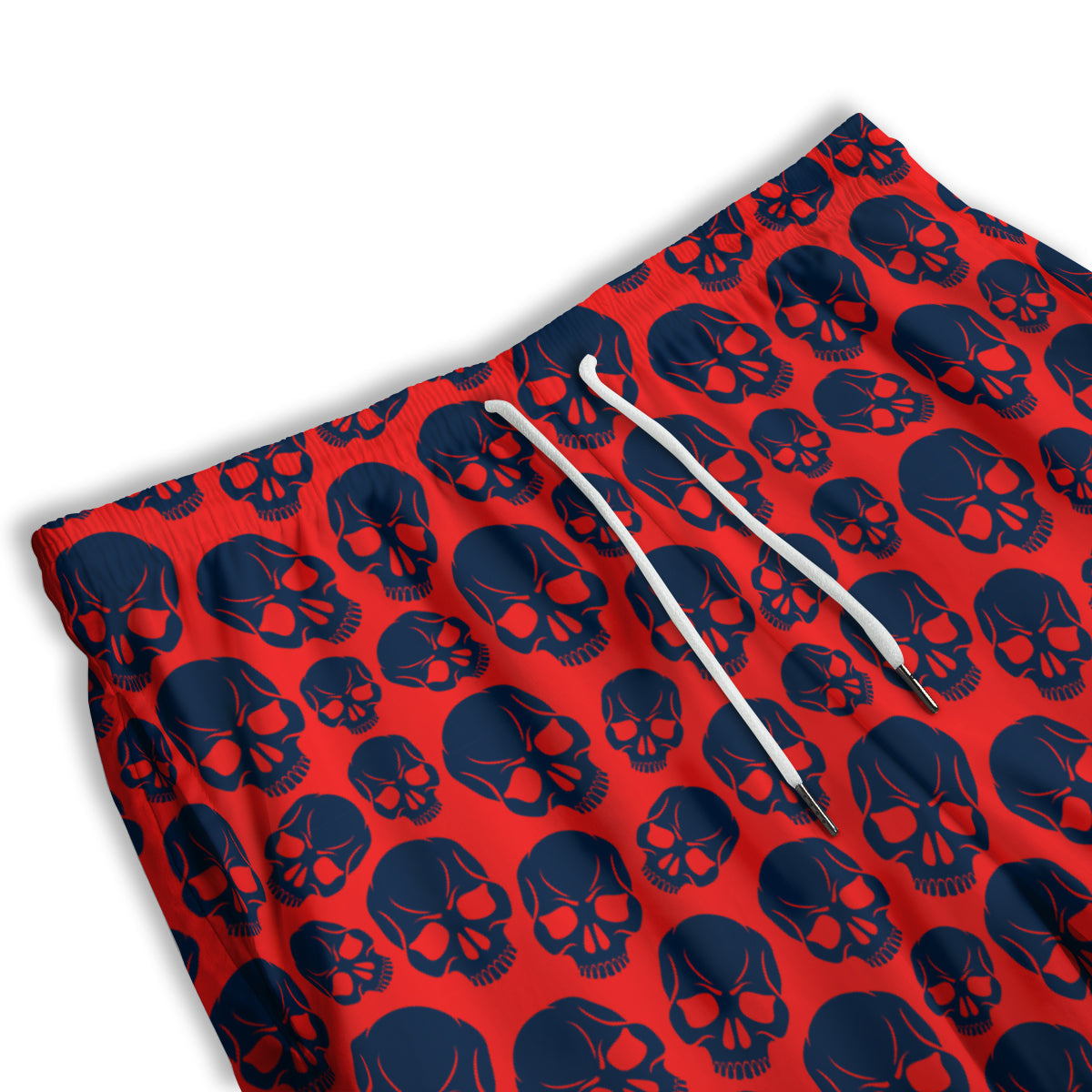 Skulls Red And Blue Hard Rock Print Pattern Men's Athletic Shorts