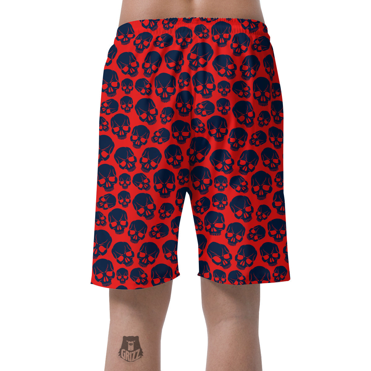 Skulls Red And Blue Hard Rock Print Pattern Men's Shorts-grizzshop