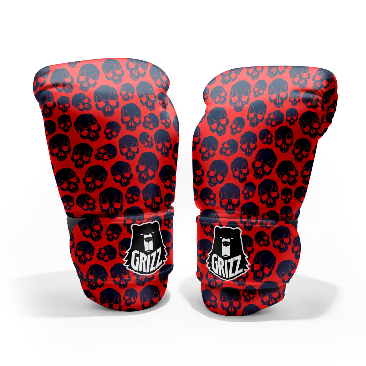 Skulls Red And Blue Hard Rock Print Pattern Pro Boxing Glove