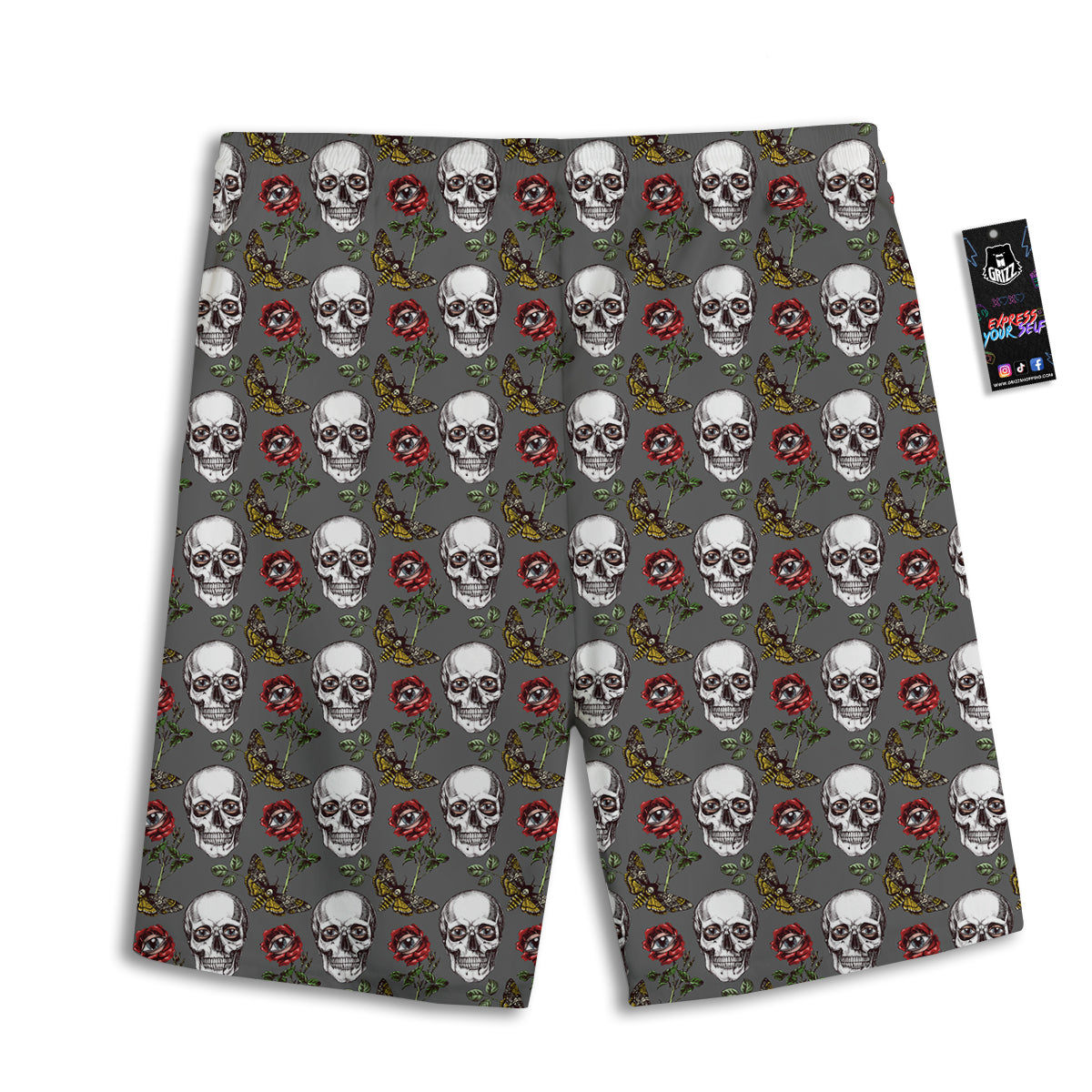 Skulls Roses Death Eyes Print Pattern Men's Athletic Shorts