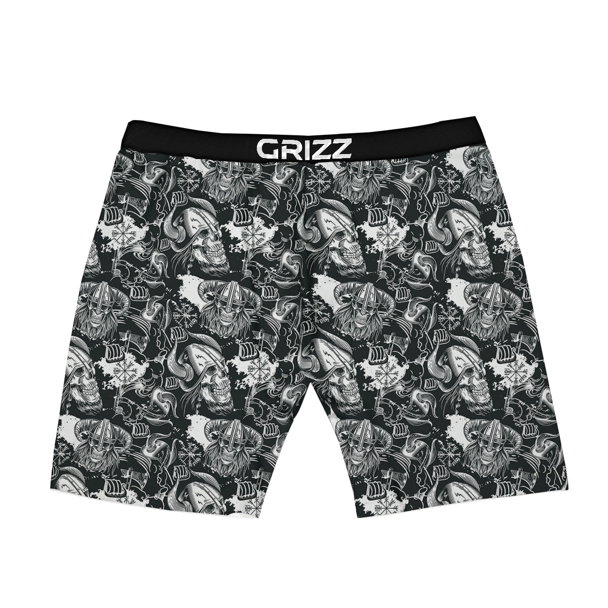 Skulls in Viking Helmets Print Pattern Boxer Briefs-grizzshop
