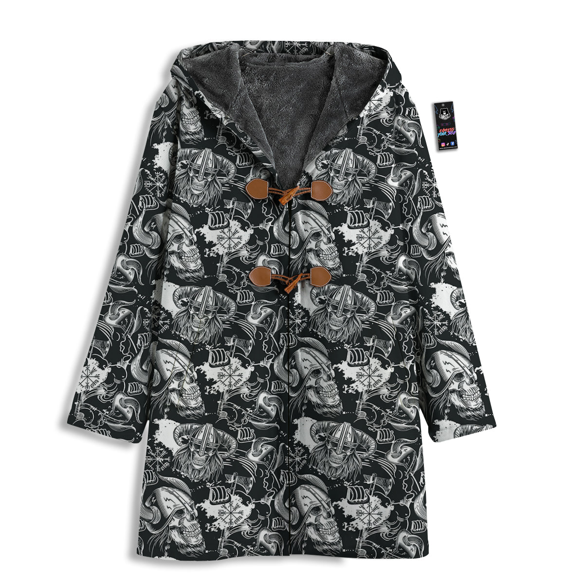 Skulls in Viking Helmets Print Pattern Men's Windbreaker Jacket-grizzshop